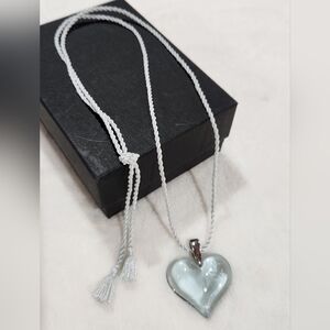 Lalique Light Blue Heart Pendant Necklace